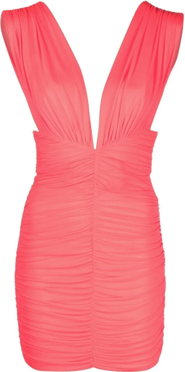 V-neck ruched minidress