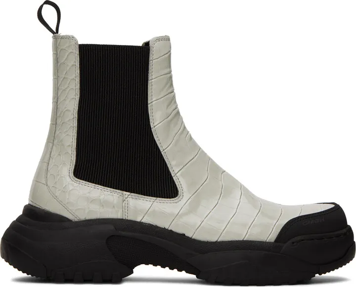 GmbH Gray Croc Chelsea Boots
