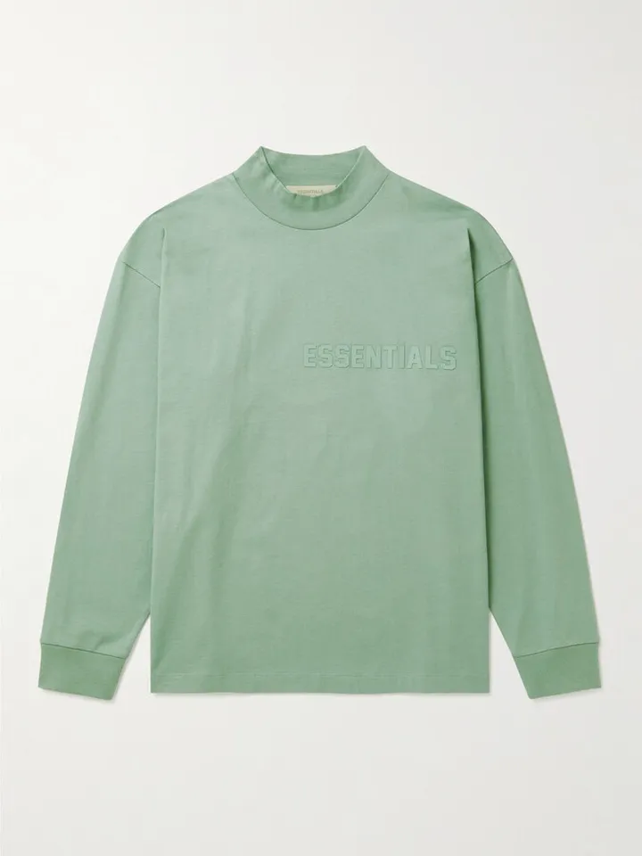 Logo-Appliquéd Cotton-Jersey Mock-Neck T-Shirt