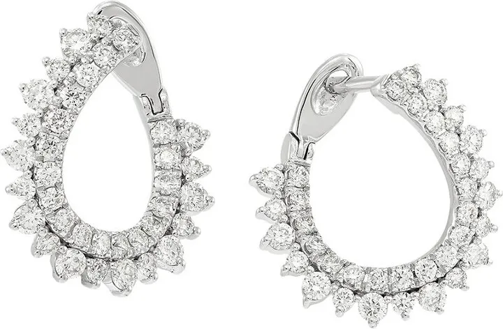 14K White Gold & 0.5 TCW Lab Grown Diamond Hoop Earrings