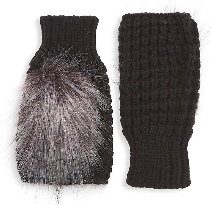 Faux Fur Knit Mittens