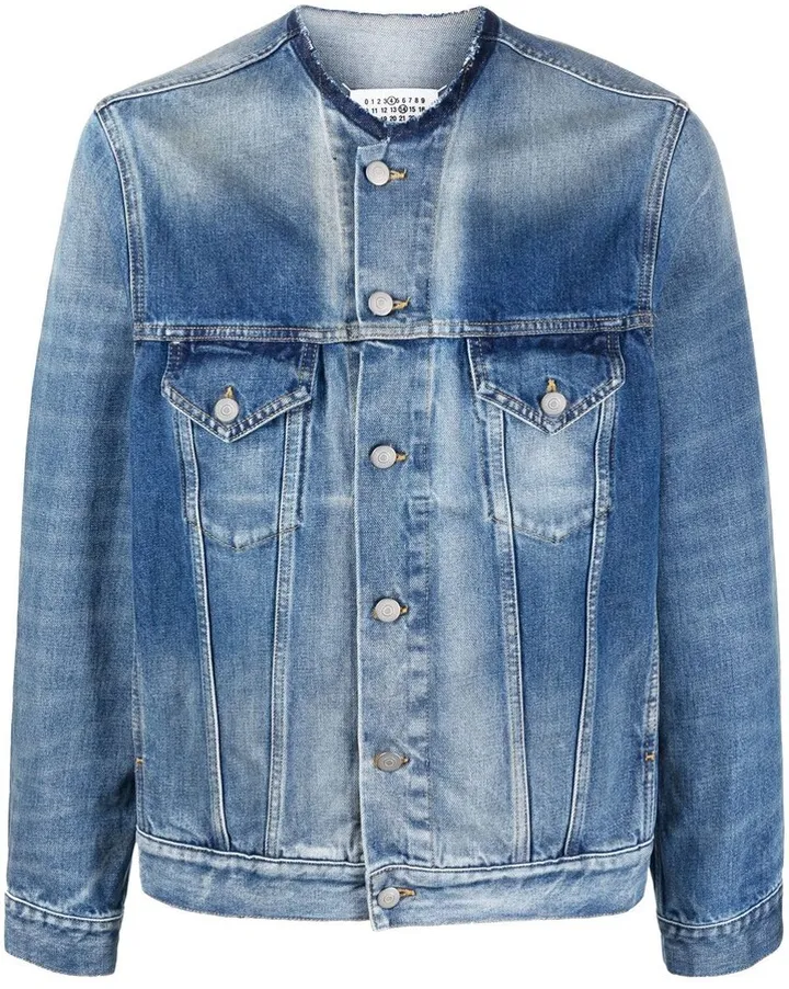 Round-Neck Detail Denim Jacket