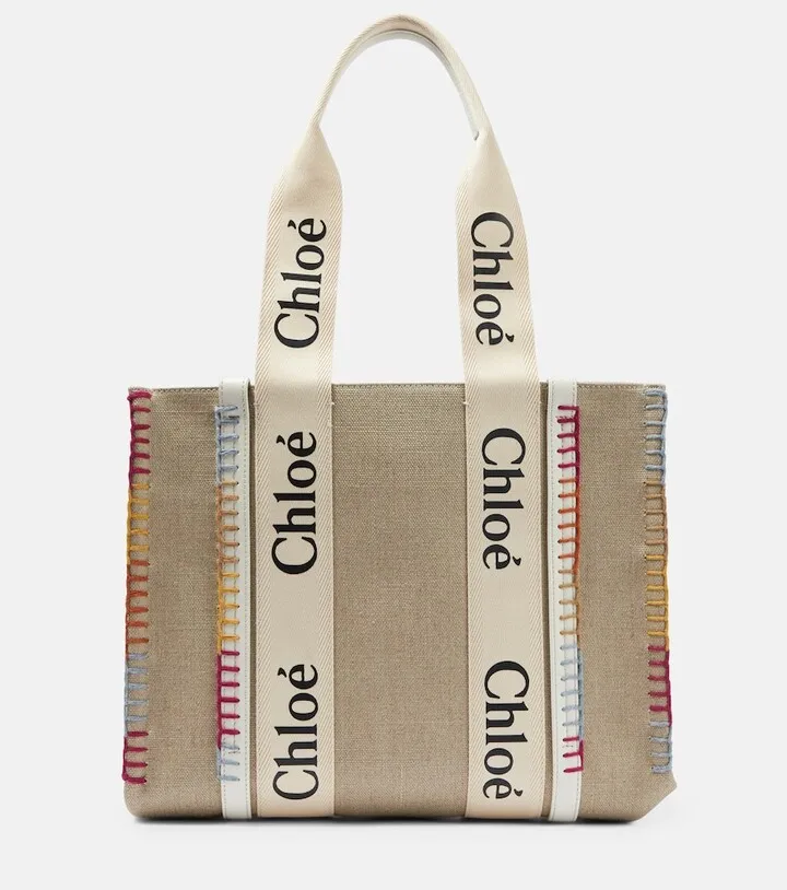 Woody Large canvas and leather tote