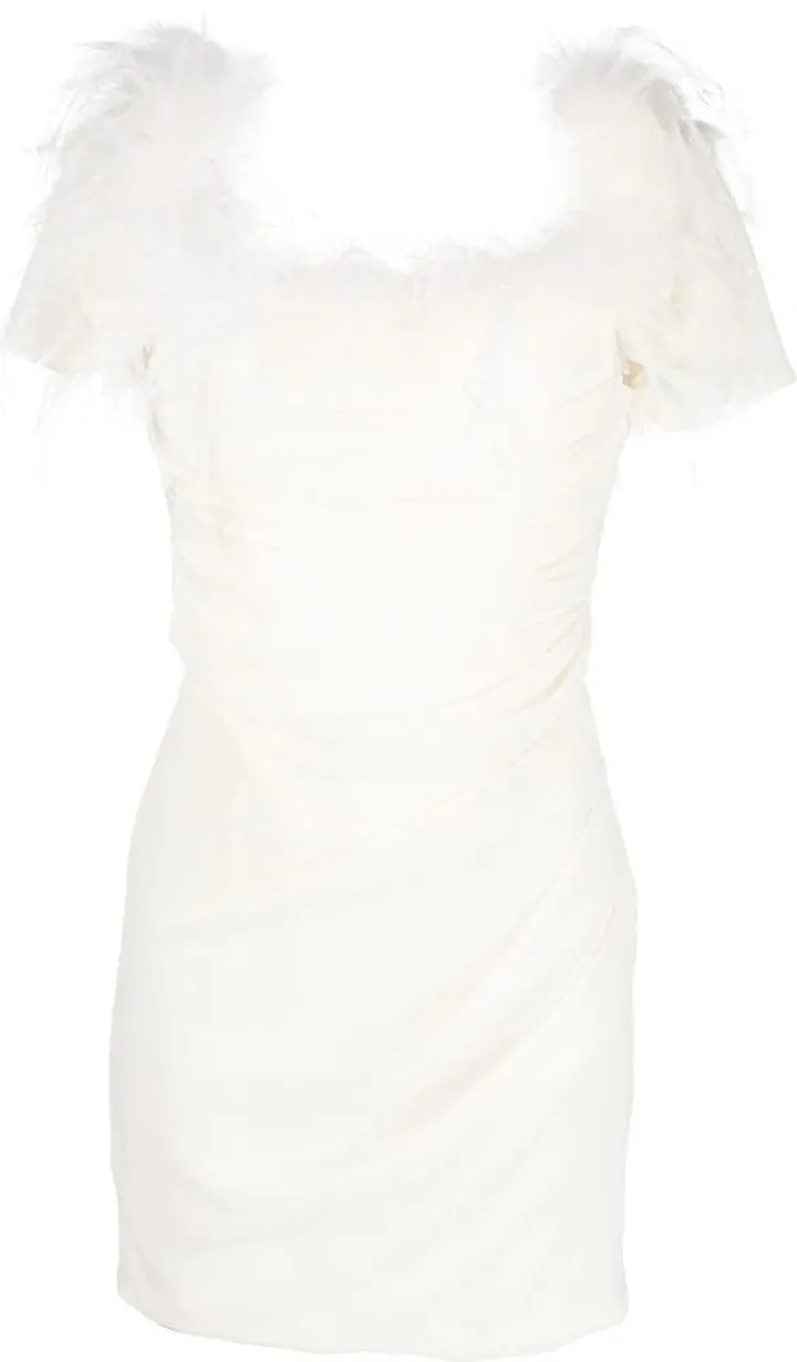 Feather-Detail Gathered Dress