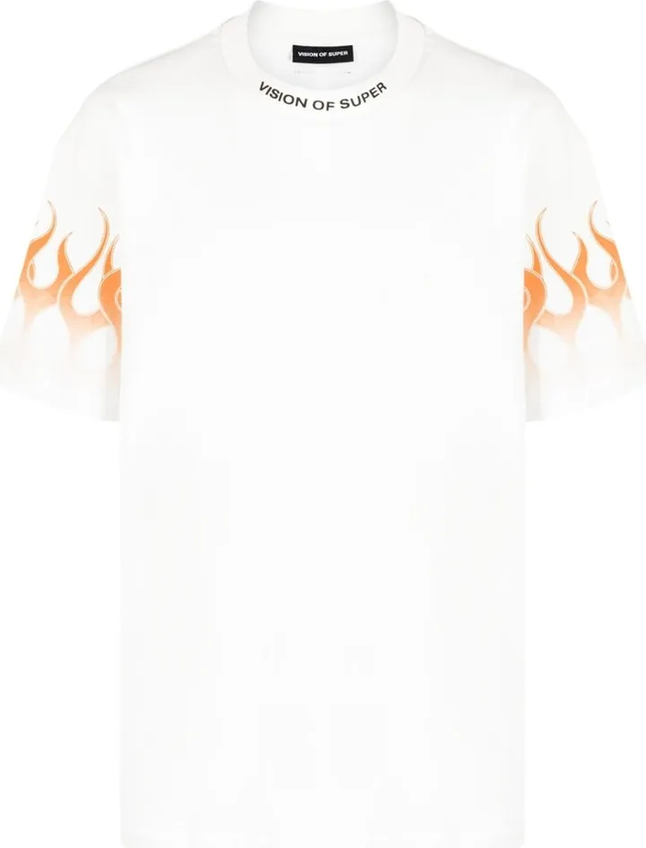 flame-print cotton T-shirt