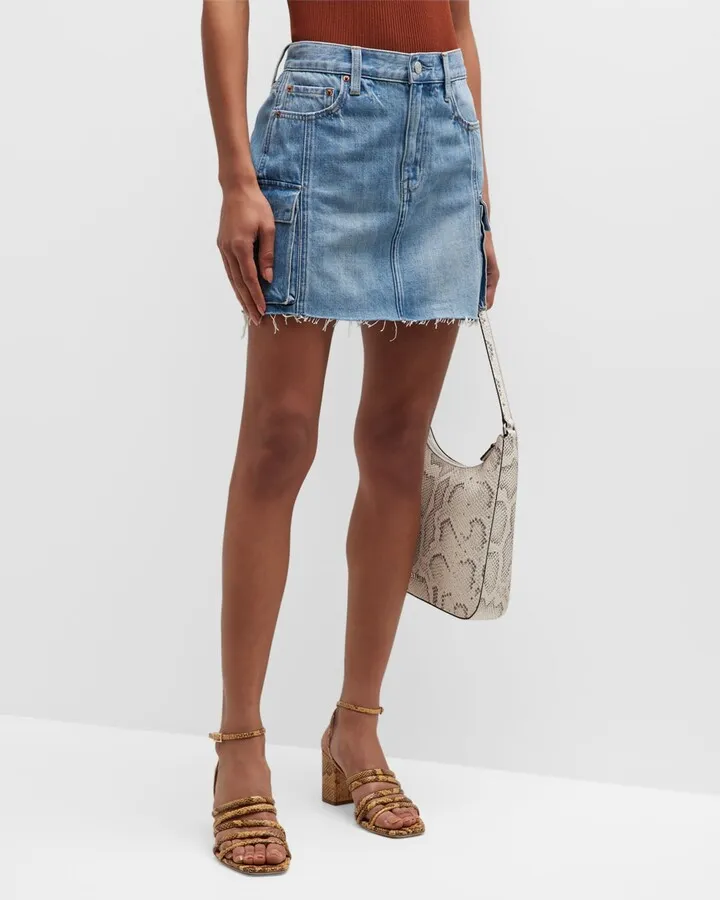 Rhea Mini Denim Cargo Skirt