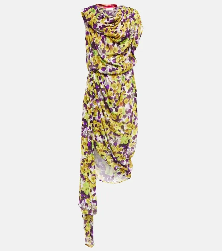Floral gathered midi dress