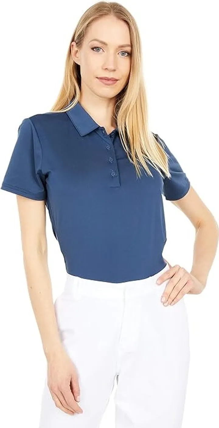 adidas Golf Ultimate365 Primegreen Short Sleeve Polo Shirt (Navy) Women's Clothing