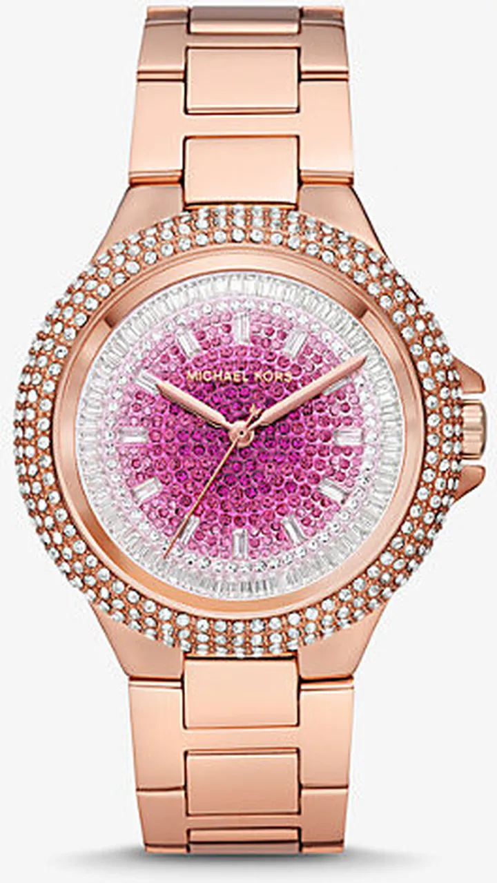 Oversized Camille Ombré Pavé Rose Gold-Tone Watch