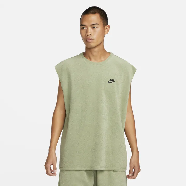Men's Nike Sportswear Club Fleece Terry Sleeveless Top in Green