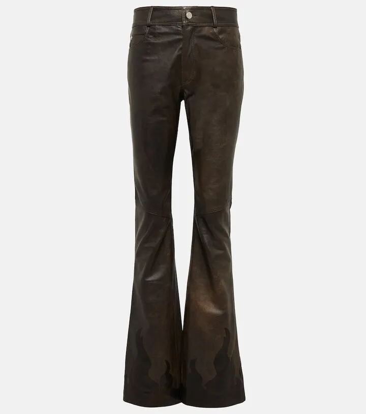 High-rise flared leather pants