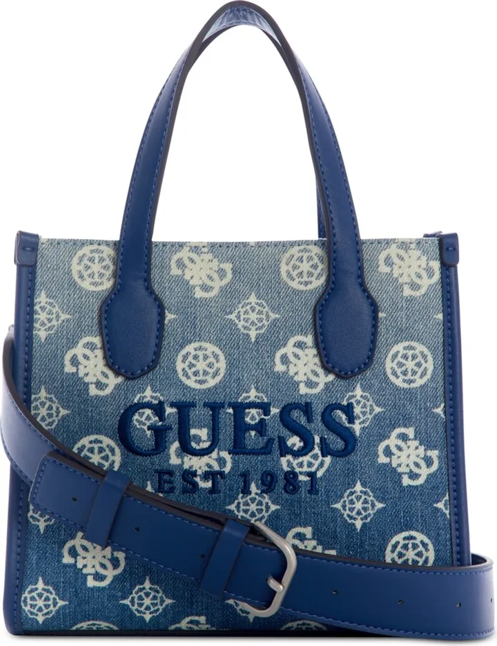 Guess Silvana Mini Ombre Denim Monogram Double Compartment Tote