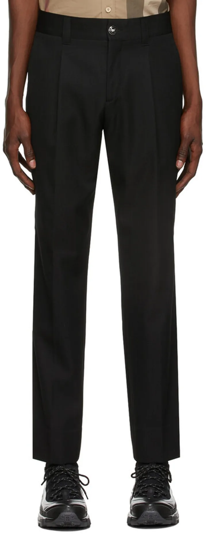Burberry Black Technical Wool Cropped Tailored Trousers