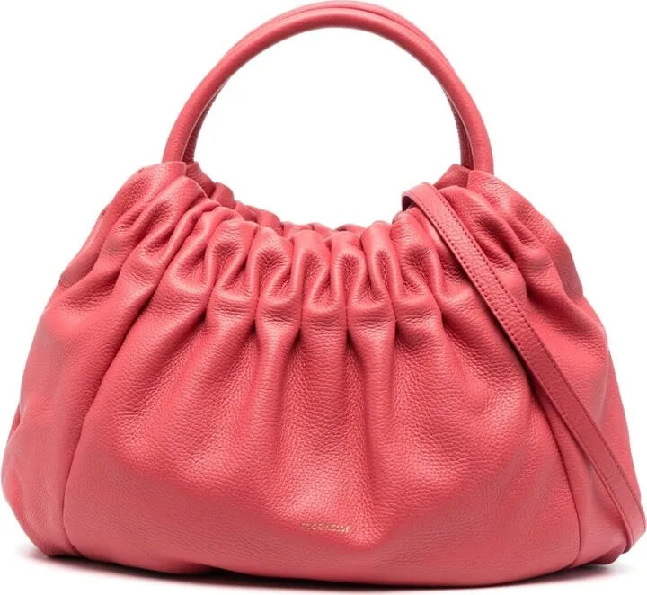 Ruched Leather Tote Bag