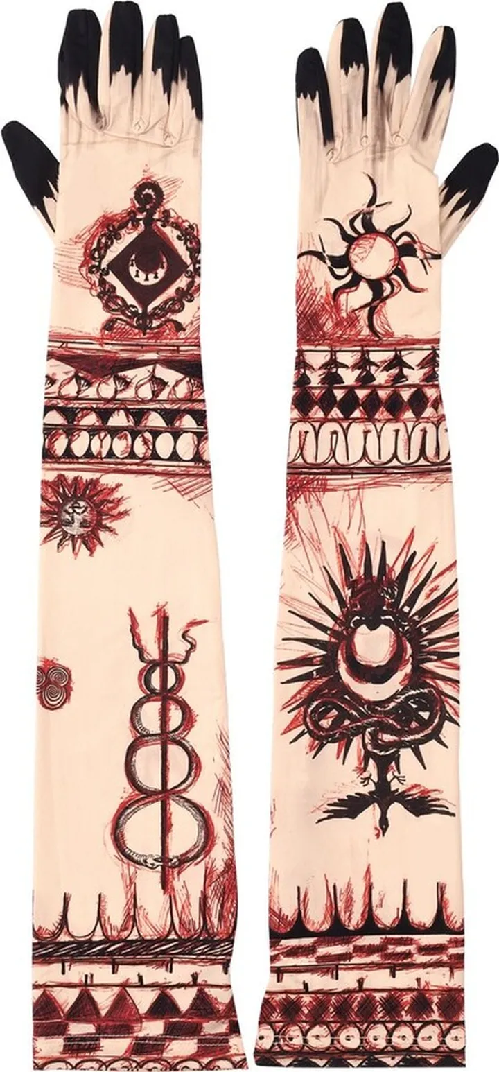 Geotic printed stretch long gloves