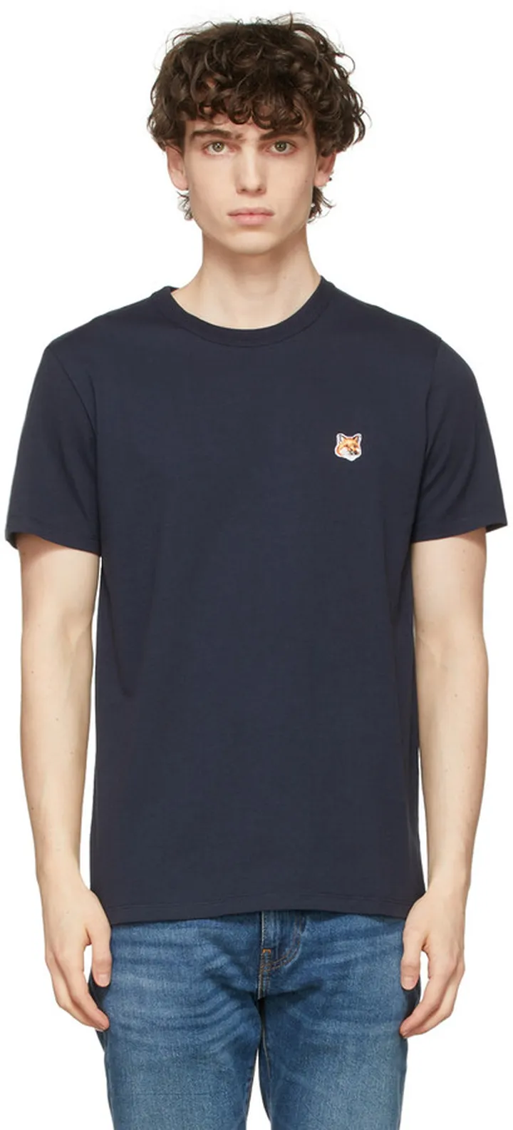 Maison Kitsuné Navy Fox Head Patch T-Shirt