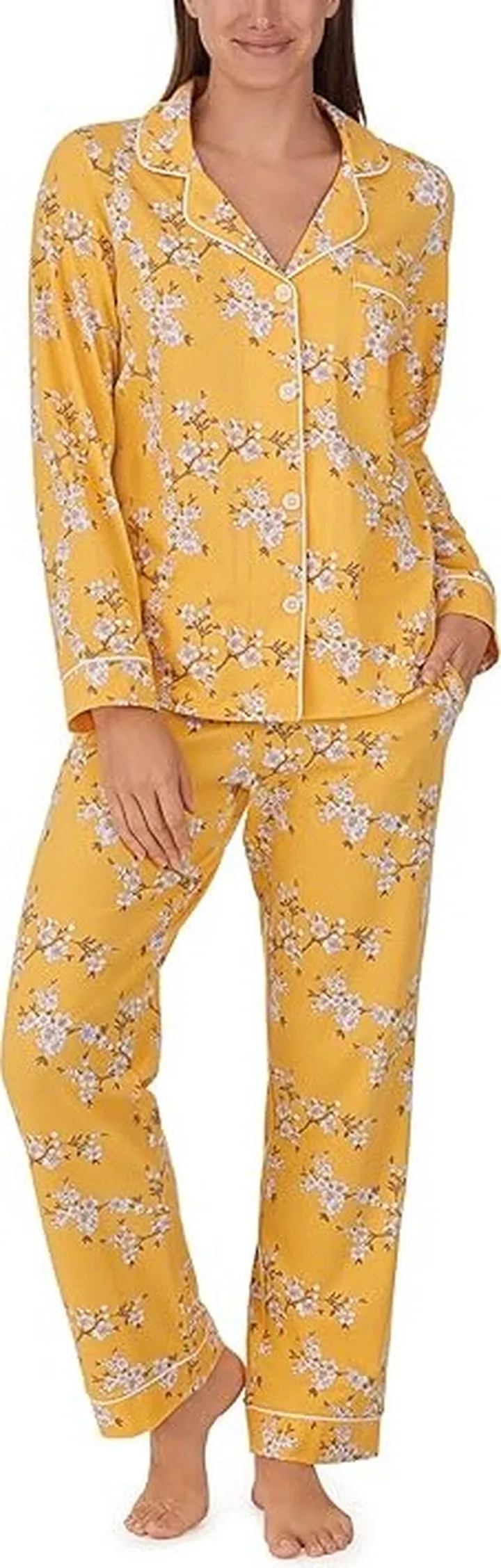Bedhead PJs Organic Cotton Long Sleeve Classic PJ Set (Marigold Blossom) Women's Pajama Sets