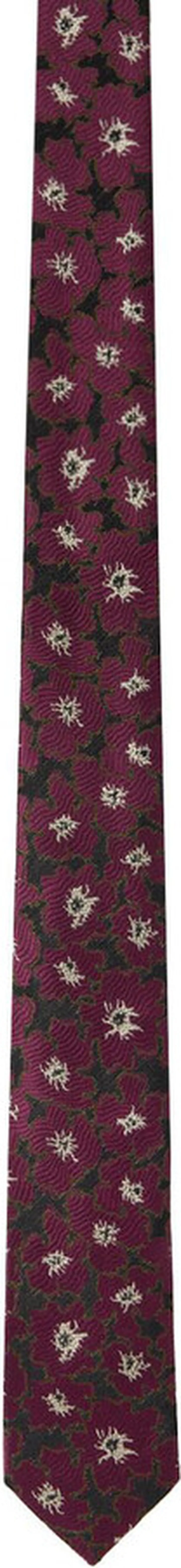 Dries Van Noten Burgundy Floral Tie