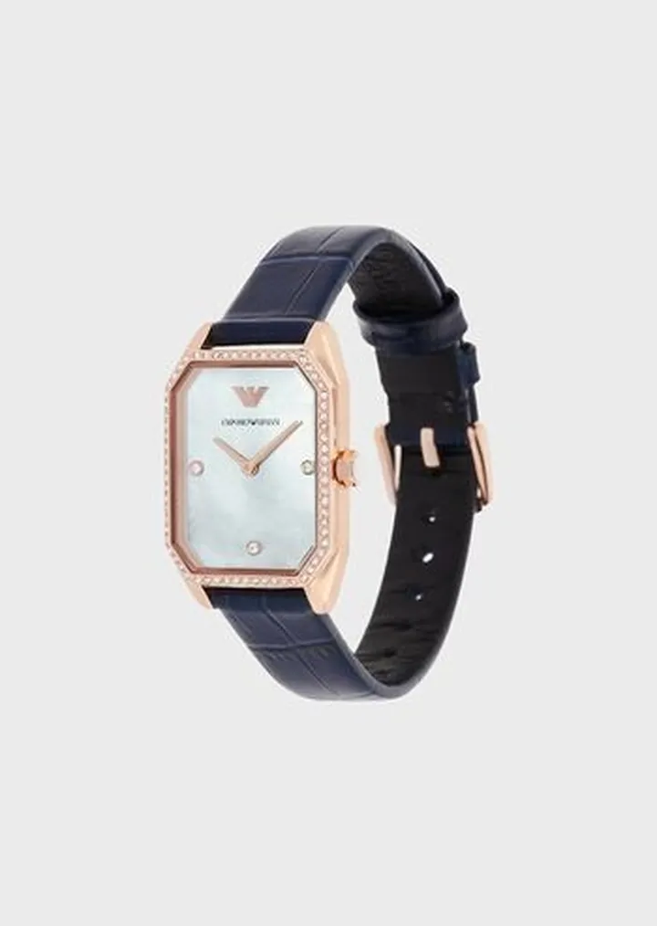 Two-Hand Blue Leather Watch