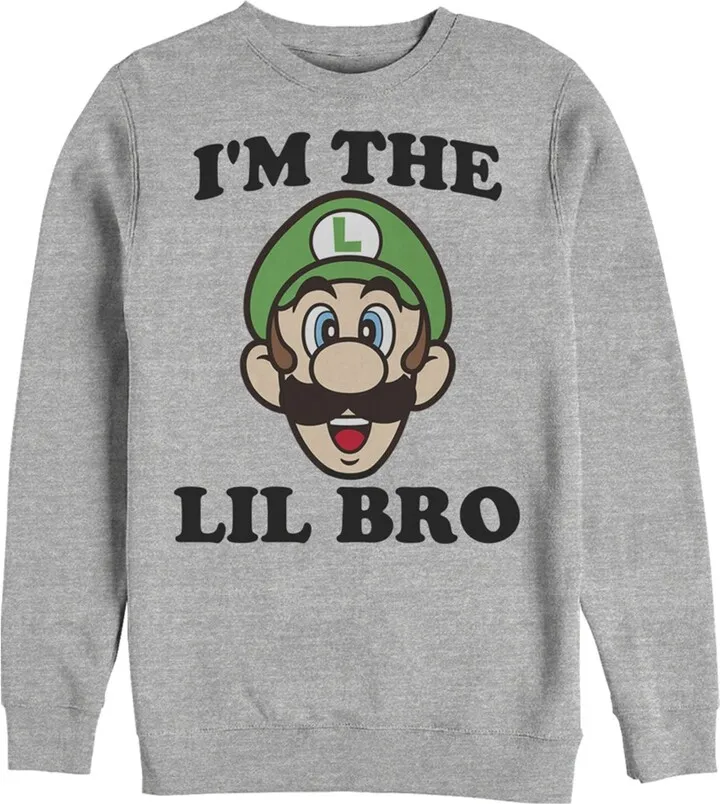 Men's Nintendo Luigi Little Brother Sweatshirt - Athletic Heather - X Large