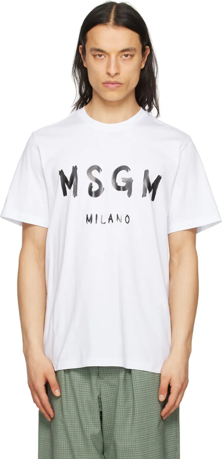 MSGM White Brushed T-Shirt