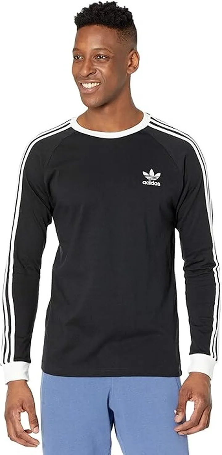 adidas Originals 3-Stripes Long Sleeve Tee (Black 3) Men's T Shirt