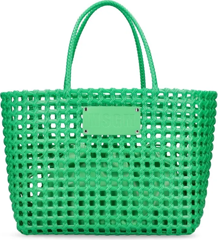 Logo braided tote bag