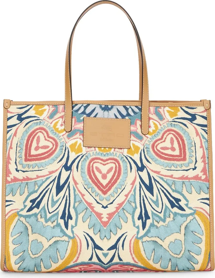 Globetrotter Heart Print Shopping Tote