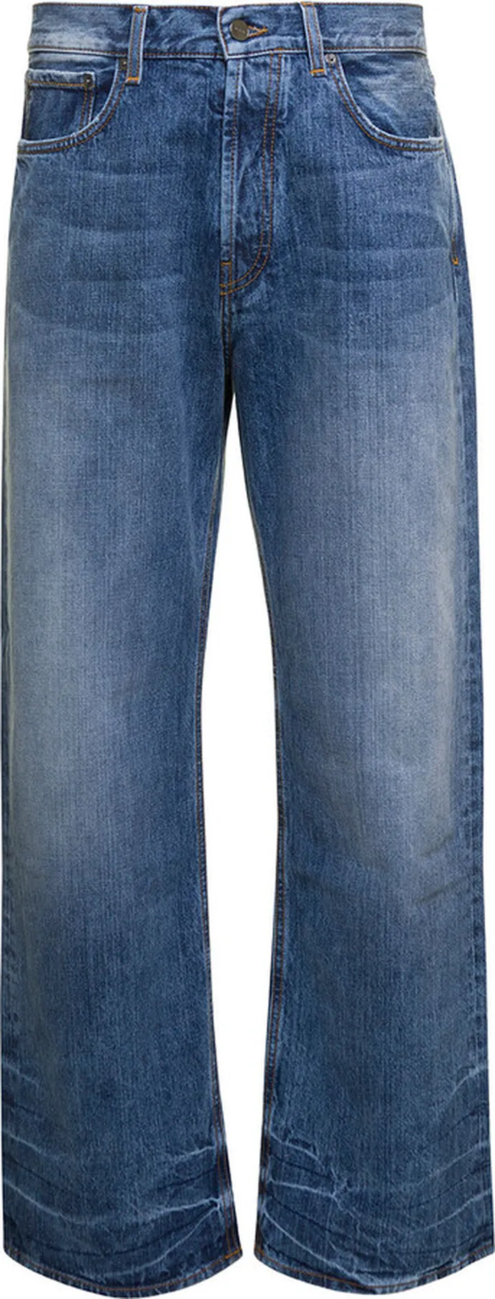 Blue Le De Nimes Suno Wide Leg Jeans In Cotton Man