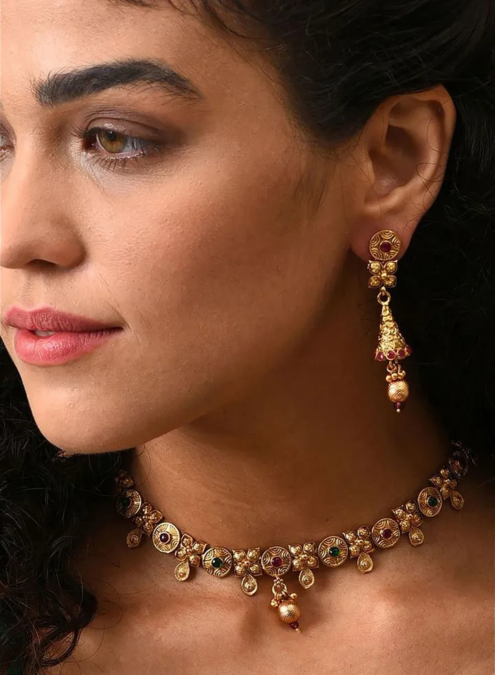 Gold Plated Designer Stone Necklace Set