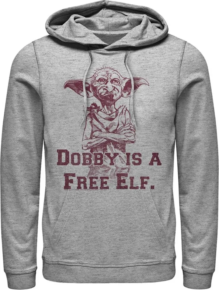 Men's Harry Potter Dobby is a Free Elf Pull Over Hoodie - Athletic Heather - Large