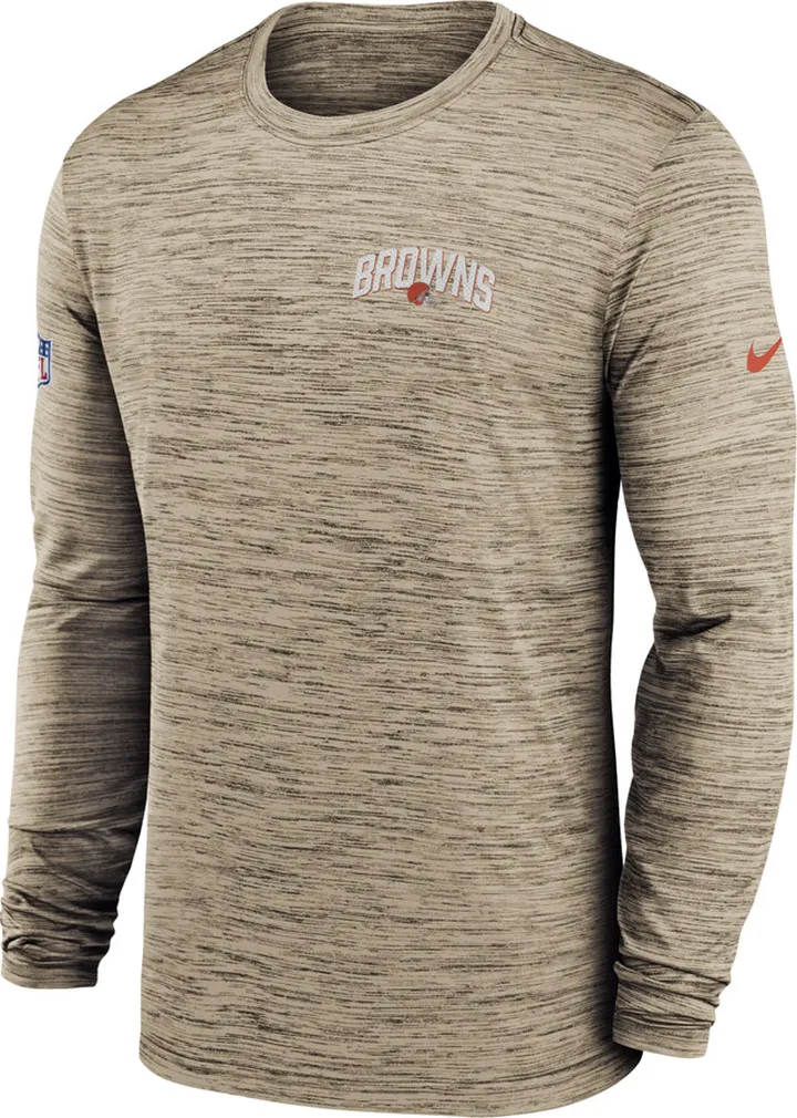 Nike Men's Dri-FIT Velocity Athletic Stack (NFL Cleveland Browns) Long-Sleeve T-Shirt in Brown