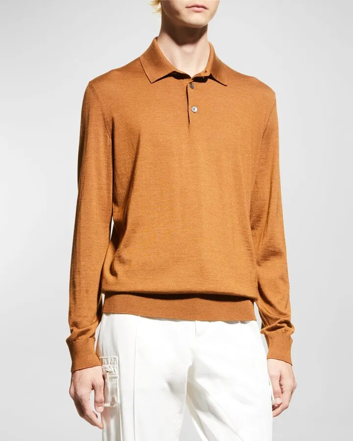 Men's Cashmere-Silk Polo Shirt