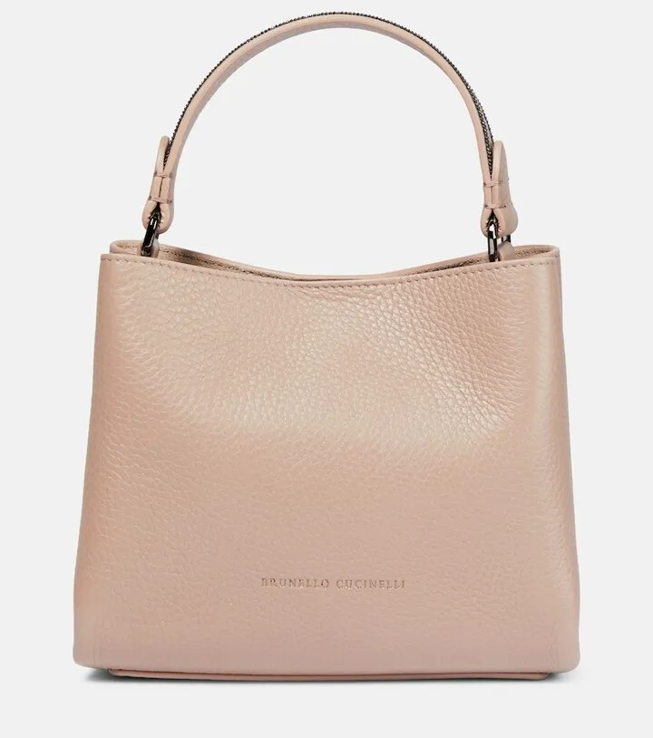 Grained leather tote bag