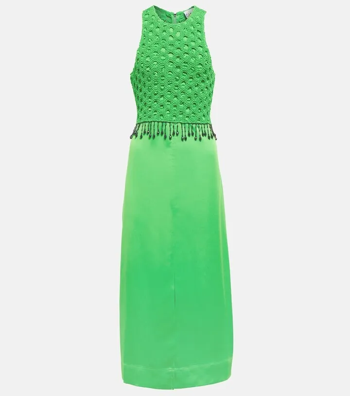 Halterneck satin midi dress