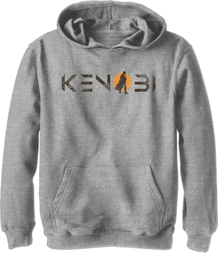 Boy's Star Wars: Obi-Wan Kenobi Vintage Silhouette Kenobi Sunset Pull Over Hoodie - Athletic Heather - Medium