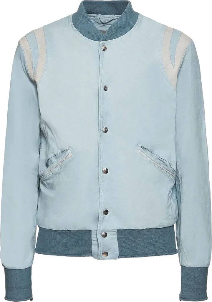 Brushed leather varsity jacket