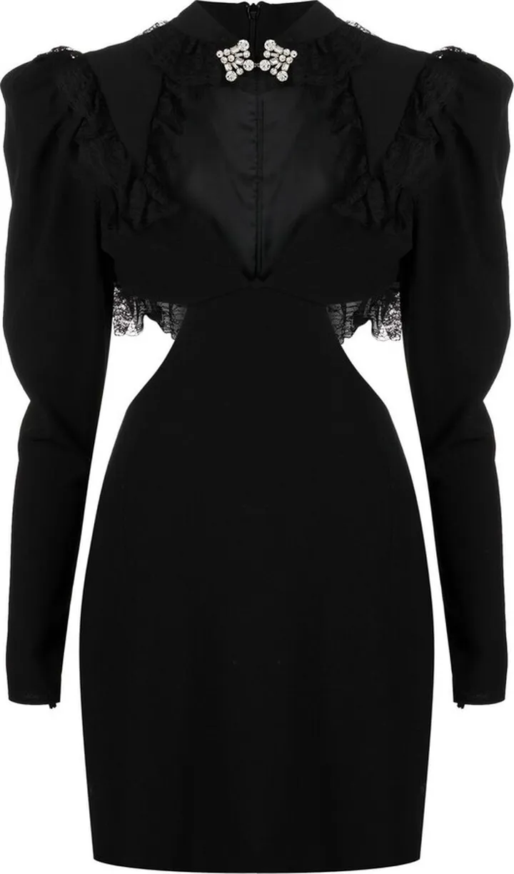 Cut-Out Detailed Lace-Trim Dress