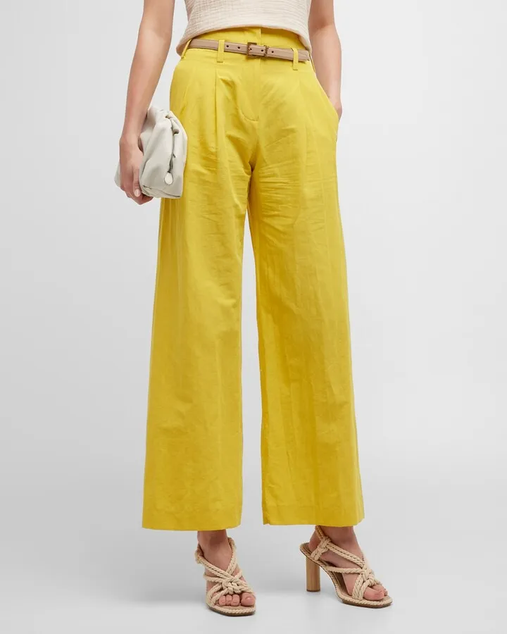 Pascale Cotton-Linen Wide-Leg Pants