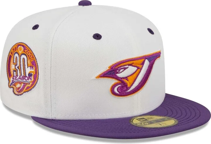 Men's New Era White and Purple Toronto Blue Jays 30th Season Grape Lolli 59FIFTY Fitted Hat