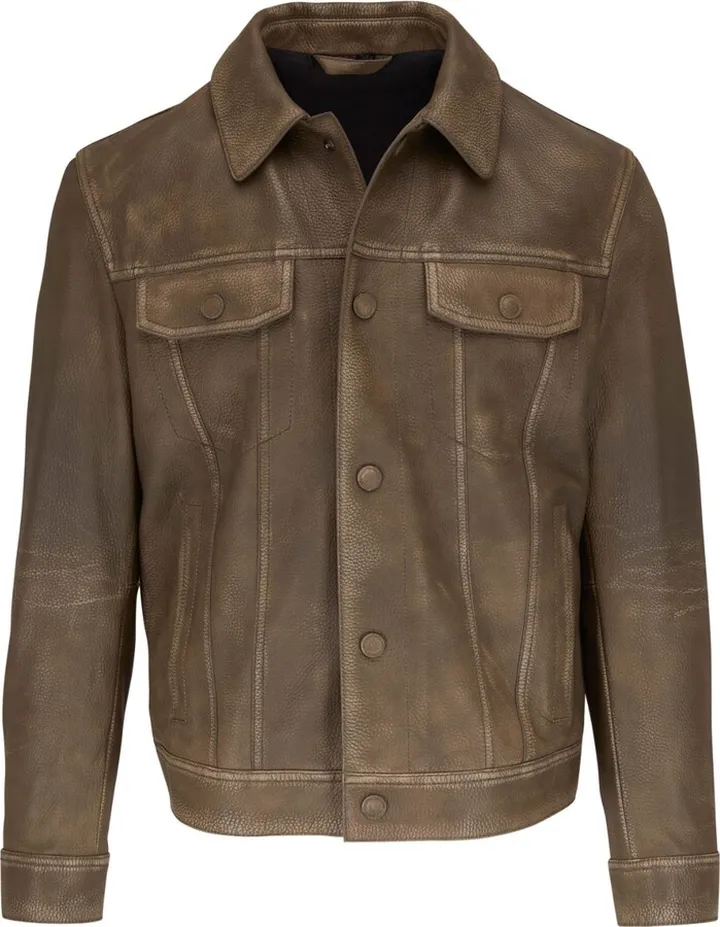 Long-Sleeve Leather Jacket