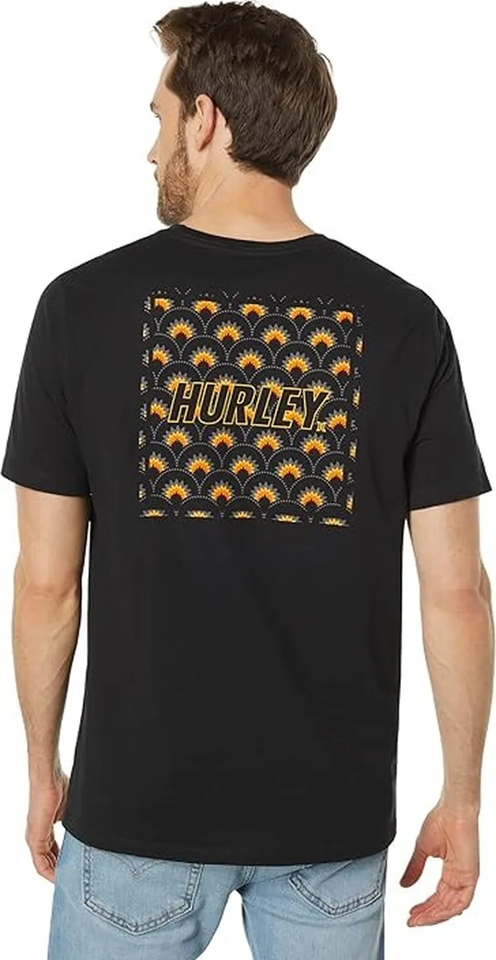 Hurley Four Corners Short Sleeve Tee (Black Multi) Men's Clothing