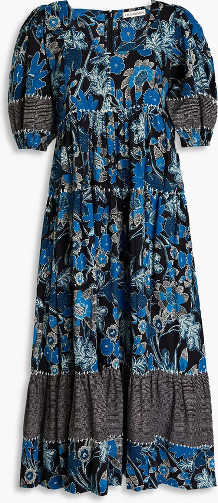 Nora gathered floral-print cotton-blend midi dress