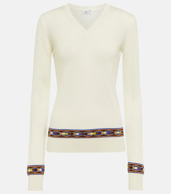 V-neck wool-blend sweater