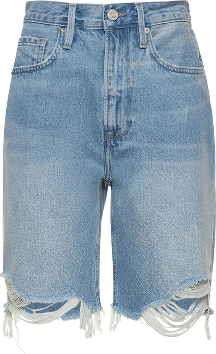 High rise denim bermuda shorts