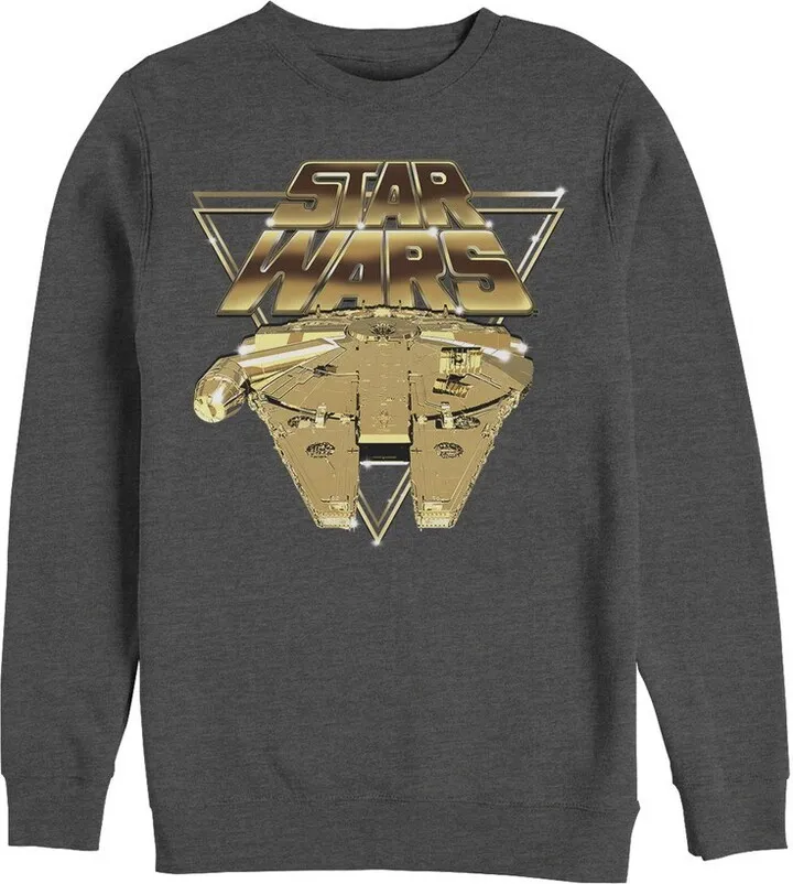 Men's Star Wars The Last Jedi Millennium Falcon Pixel Sweatshirt - Charcoal Heather - Medium