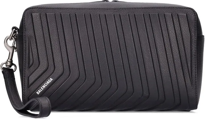 Car embossed leather toiletry bag