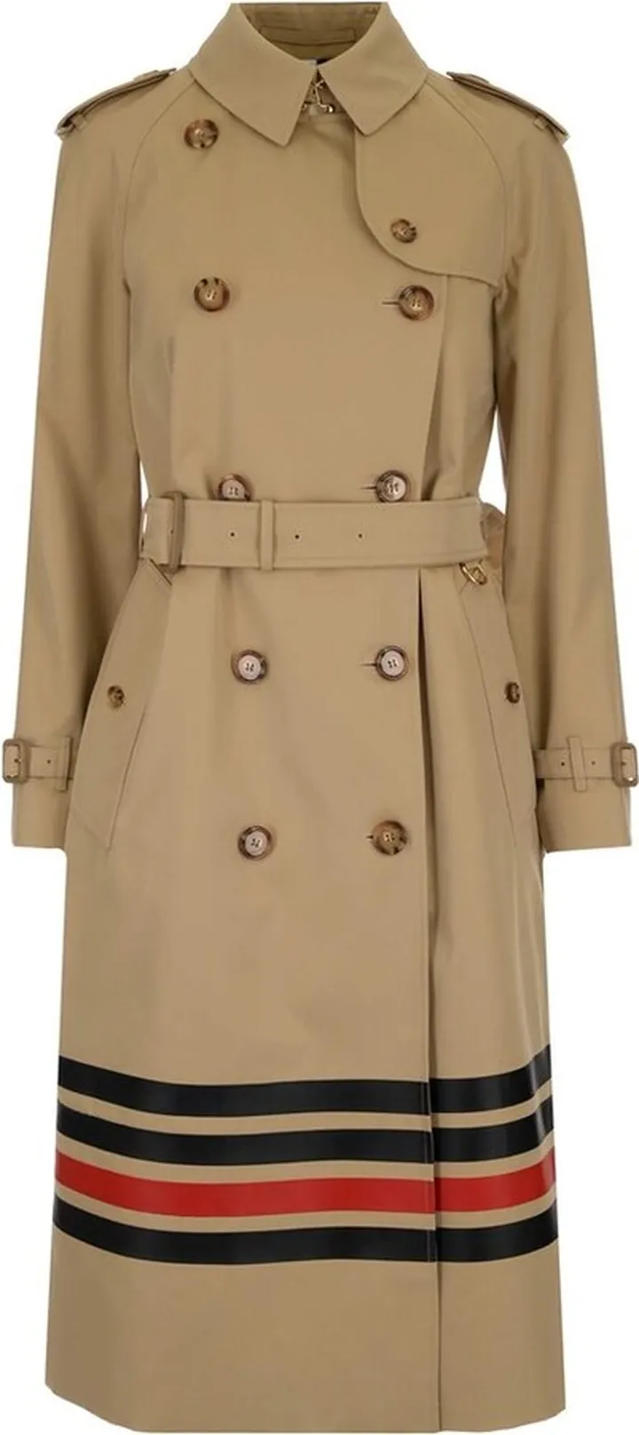 Burberry Stripe Detail Gabardine Trench Coat
