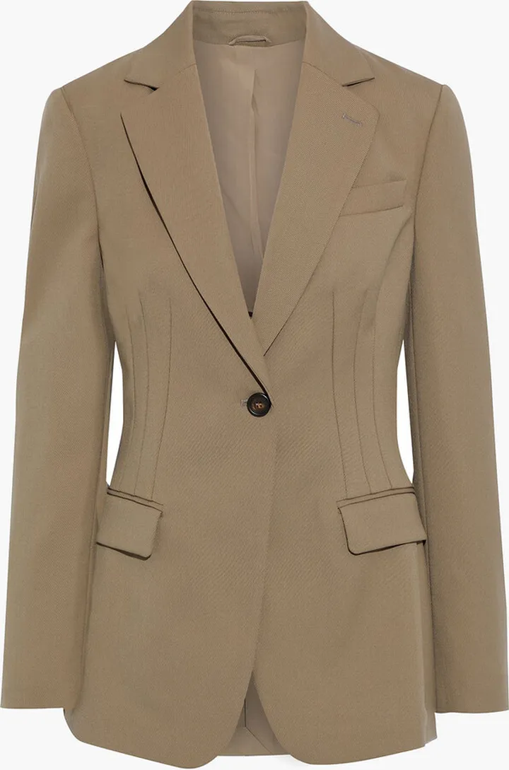 Bead-embellished wool-gabardine blazer