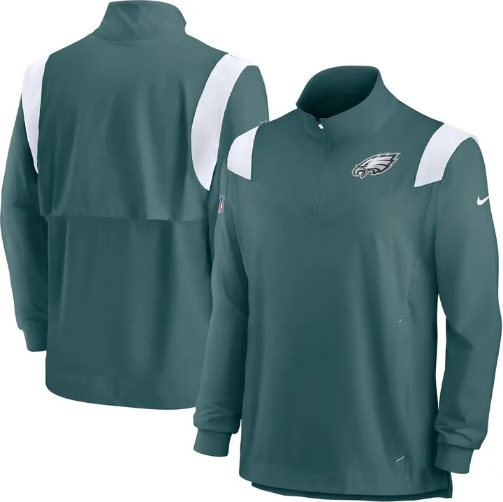 Men's Nike Midnight Green Philadelphia Eagles Sideline Coach Chevron Lockup Quarter-zip Long Sleeve Top